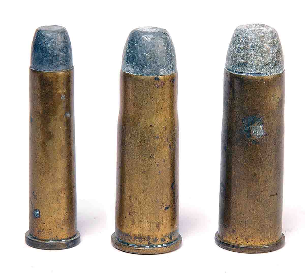 Between 1873 and 1882, Winchester chambered the Model 1873 for these black powder cartridges (left to right): the .32 WCF (.32-20), .38 WCF (.38-40) and the .44 WCF (.44-40). Between 1873 and 1882, Winchester chambered the Model 1873 for these black powder cartridges (left to right): the .32 WCF (.32-20), .38 WCF (.38-40) and the .44 WCF (.44-40).